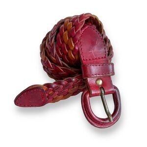 Red and orange braided leather belt